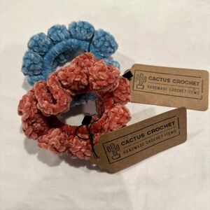 2 Crocheted Velvet Scrunchies ****TWO FOR $12****